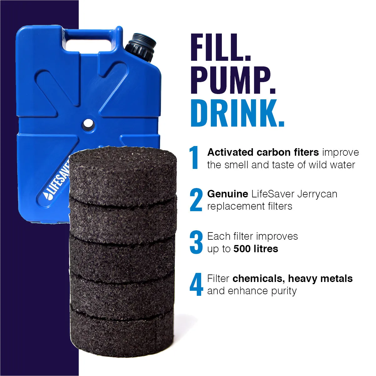 LifeSaver Jerrycan koolstoffilters actief kool 5 stuks