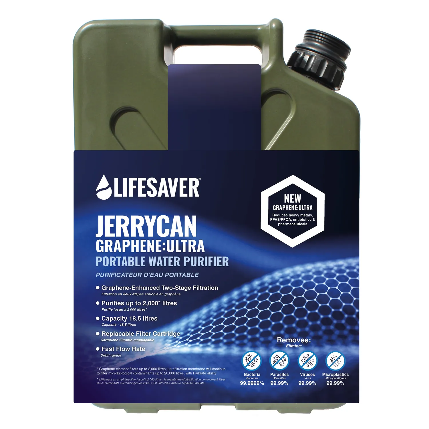 LifeSaver Jerrycan Graphene:Ultra waterfilter 18,5 liter virusvrij